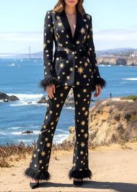 Geysera Star Feather Suit In Black