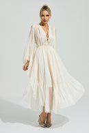 Silvionx Apricot Ruffle Maxi Dress