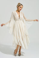 Silvionx Apricot Ruffle Maxi Dress