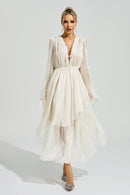 Silvionx Apricot Ruffle Maxi Dress