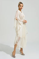 Silvionx Apricot Ruffle Maxi Dress