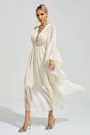 Silvionx Apricot Ruffle Maxi Dress