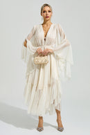 Silvionx Apricot Ruffle Maxi Dress