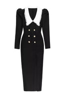 Arta Slit Long Sleeves Bandage Dress In Black