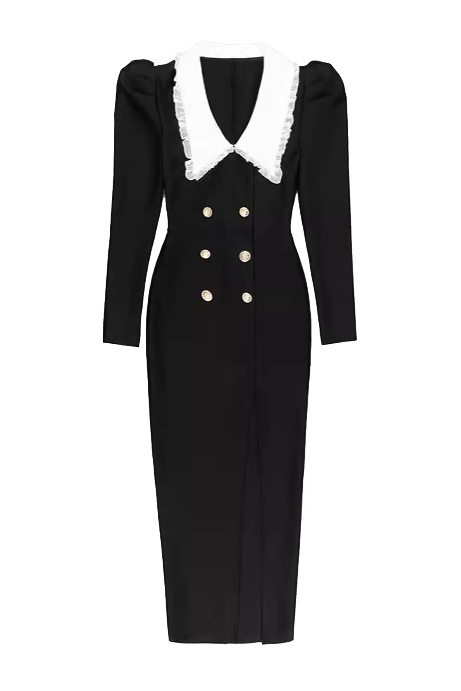 Arta Slit Long Sleeves Bandage Dress In Black