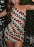 Naylun One Shoulder Knitted Mini Dress