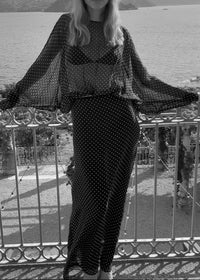 Raelira Long Sleeve Polka Dot Maxi Dress In Black