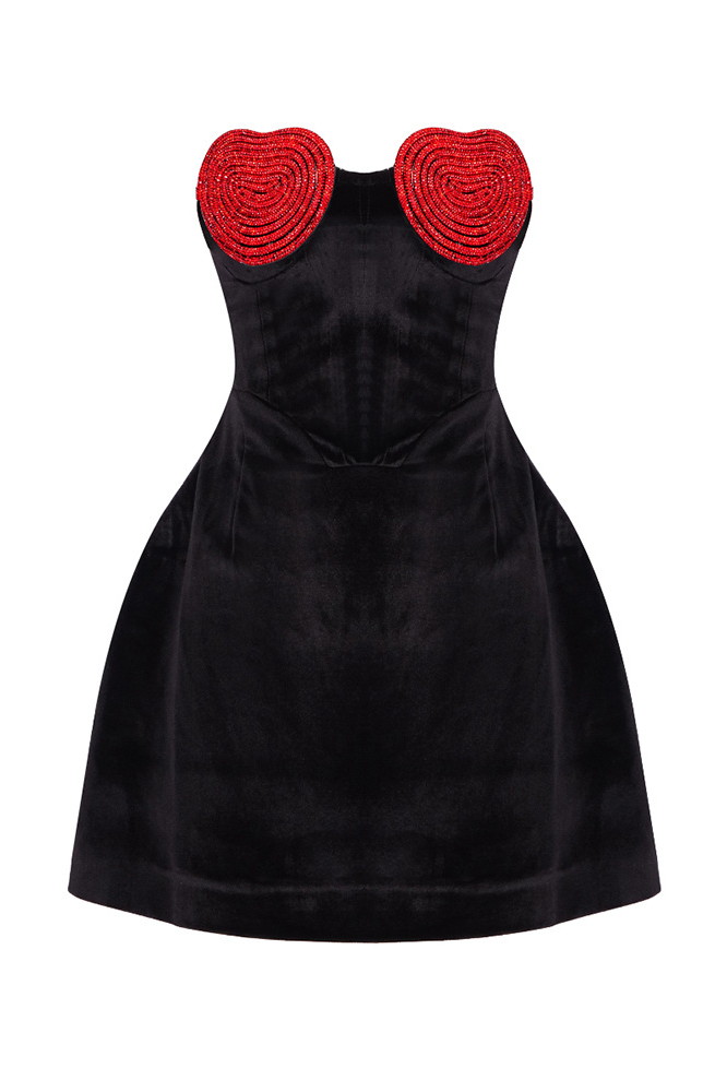 Deirdre Crystal Heart Mini Dress