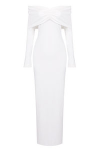 Jillie Off-The-Shoulder Strapless Smocked Maxi Dress In White