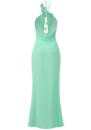 Janusz Halter Floral Maxi Dress In Green