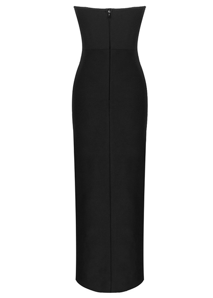 Irina Strapless V-Neck Slit Maxi Dress