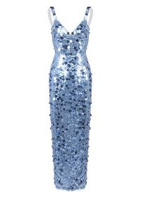 Vesse Sequin Maxi Dress In Blue