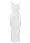 Jamari Draped Maxi Dress In White