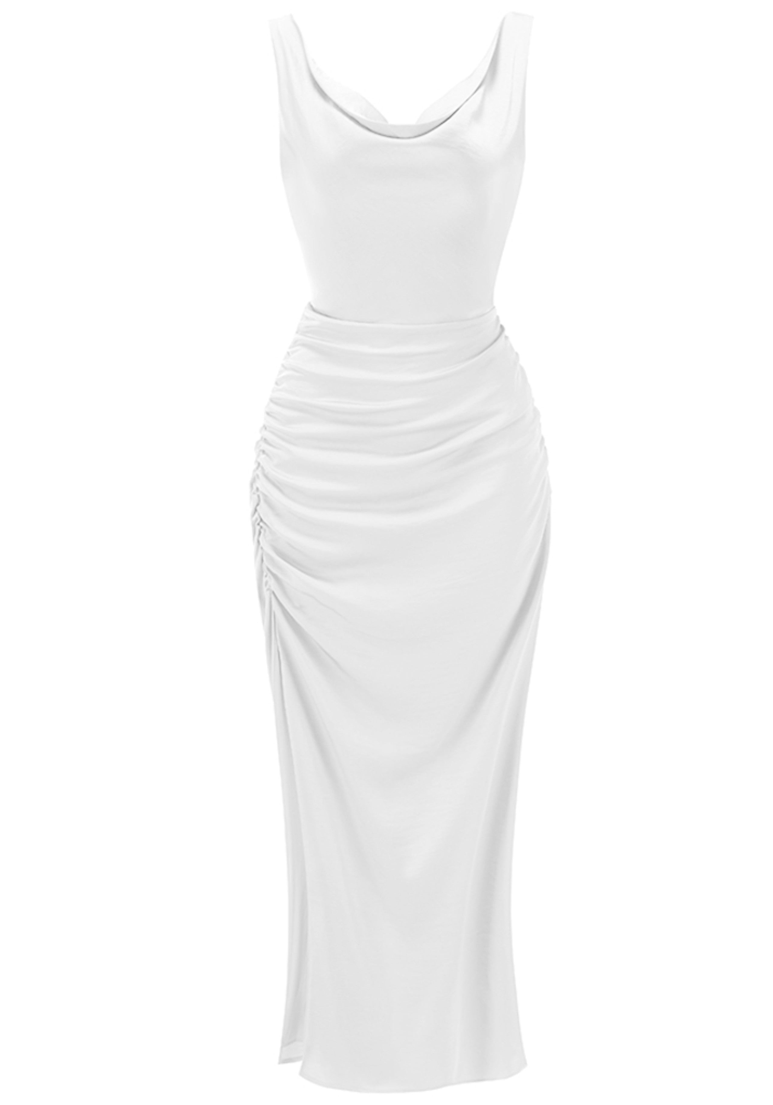 Jamari Draped Maxi Dress In White