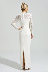 Evarique Apricot Rhinestone Maxi Dress