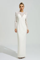 Evarique Apricot Rhinestone Maxi Dress