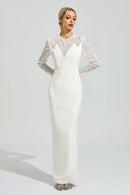 Evarique Apricot Rhinestone Maxi Dress