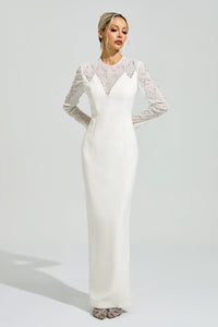 Evarique Apricot Rhinestone Maxi Dress