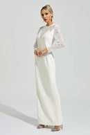 Evarique Apricot Rhinestone Maxi Dress