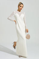 Evarique Apricot Rhinestone Maxi Dress