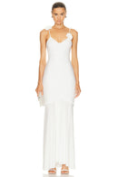 Madge Floral Gathered Maxi Dress In White