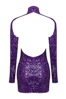 Juliet Long Sleeve Sequin Backless Dress Purple
