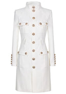 Belva Long Sleeve Button Coat Dress In White