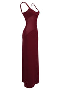 Nyxara Sheer Knit Curve Maxi Dress In Merlot