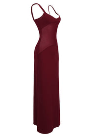 Nyxara Sheer Knit Curve Maxi Dress In Merlot