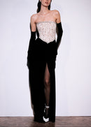 Finlay Lace Beaded Strapless Maxi Dress