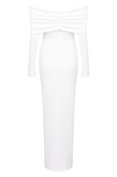 Jillie Off-The-Shoulder Strapless Smocked Maxi Dress In White