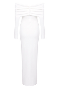 Jillie Off-The-Shoulder Strapless Smocked Maxi Dress In White