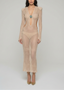 Bayram Open Crochet Knitted Maxi Dress