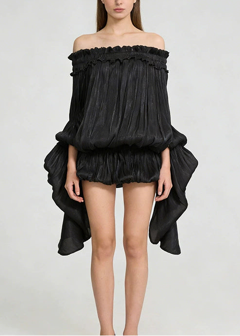 Hadeanix Long Sleeve Bardot Bubble Dress In Black