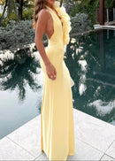 Arythas Halter Floral Maxi Dress In Yellow