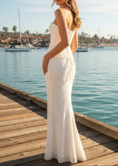 Fareed Strapless Lace Corset Two Piece Maxi Dress In White