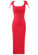 Acer Cape Detail Maxi Dress In Red