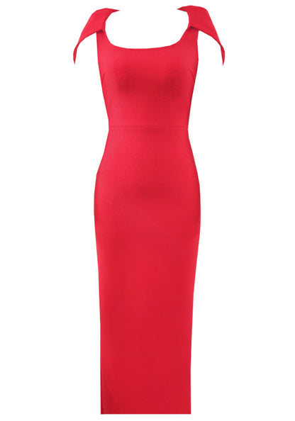 Acer Cape Detail Maxi Dress In Red