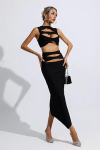 Mopaka Cutout Bandage Set In Black