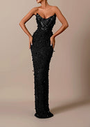 Jarmo Strapless Sequin Embellished Maxi Dress In Black