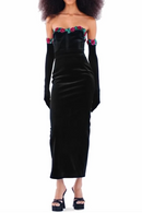 Maia Floral Sequined Lace-Embellished Velvet Maxi Dress