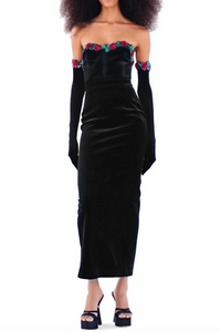 Maia Floral Sequined Lace-Embellished Velvet Maxi Dress