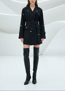 Kacia Long Sleeve Crystal Belt Mini Dress