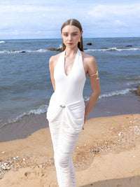 Brelza Deep V-neck Jersey Maxi Dress