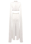 Olujimi Cape Sleeve Crystal Lace Maxi Dress