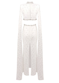 Olujimi Cape Sleeve Crystal Lace Maxi Dress