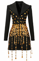 Gorgona Long Sleeve Embellished Blazer Dress In Black