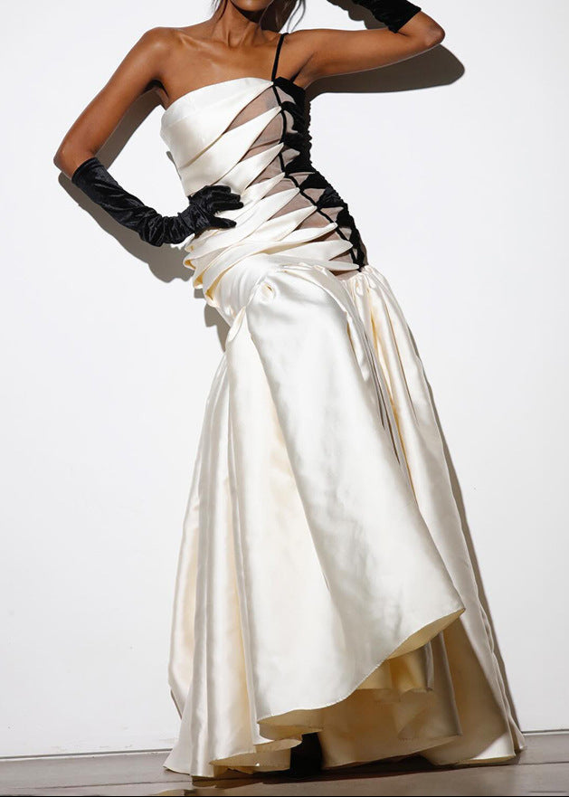 Riven Strapless Cutout Fishtail Maxi Dress