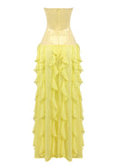 Alekos Strapless Sequin Ruffle Maxi Dress