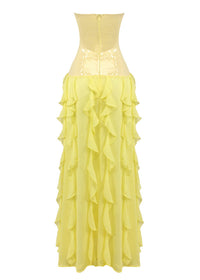 Alekos Strapless Sequin Ruffle Maxi Dress